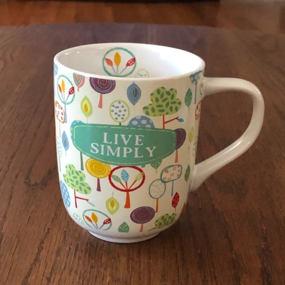 Live Simply Floral Leaves Pattern 13 Oz Coffee Mug Cup Open Roads Brand
